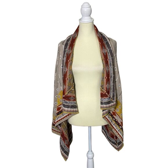 Freeway Boho Southwestern Open Front Cardigan Pancho Women's Size Large - Picture 1 of 12